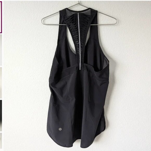 lululemon athletica Tops - Lululemon Ruched Mesh Reflective Racerback Tank  Black size 4